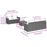6 Piece Garden Sofa Set with Cushions Grey Poly Rattan