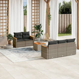 6 Piece Garden Sofa Set with Cushions Grey Poly Rattan
