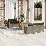 6 Piece Garden Sofa Set with Cushions Grey Poly Rattan