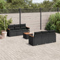 7 Piece Garden Sofa Set with Cushions Black Poly Rattan