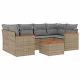7 Piece Garden Sofa Set with Cushions Mix Beige Poly Rattan - Front View