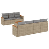 8 Piece Garden Sofa Set with Cushions Mix Beige Poly Rattan - Front View