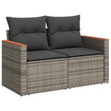 8 Piece Garden Sofa Set with Cushions Grey Poly Rattan - Side View