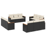 12 Piece Garden Sofa Set with Cushions Black Poly Rattan - Front View