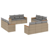 12 Piece Garden Sofa Set with Cushions Mix Beige Poly Rattan - Front View