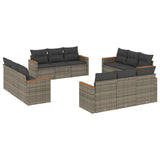 12 Piece Garden Sofa Set with Cushions Grey Poly Rattan - Front View