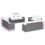 12 Piece Garden Sofa Set with Cushions Grey Poly Rattan - Rear View