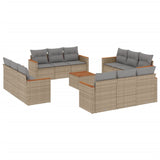 13 Piece Garden Sofa Set with Cushions Mix Beige Poly Rattan - Front View
