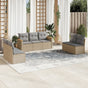 7 Piece Garden Sofa Set with Cushions Mix Beige Poly Rattan