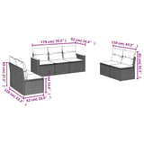 7 Piece Garden Sofa Set with Cushions Grey Poly Rattan