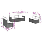 7 Piece Garden Sofa Set with Cushions Grey Poly Rattan