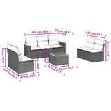 8 Piece Garden Sofa Set with Cushions Black Poly Rattan - Close-Up Angle