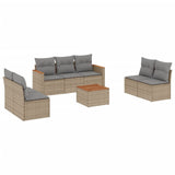 8 Piece Garden Sofa Set with Cushions Mix Beige Poly Rattan - Front View