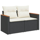 4 Piece Garden Sofa Set with Cushions Black Poly Rattan - Side View