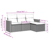4 Piece Garden Sofa Set with Cushions Grey Poly Rattan