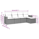 5 Piece Garden Sofa Set with Cushions Black Poly Rattan - Close-Up Angle
