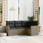 4 Piece Garden Sofa Set with Cushions Grey Poly Rattan