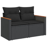 6 Piece Garden Sofa Set with Cushions Black Poly Rattan - Side View
