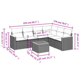 7 Piece Garden Sofa Set with Cushions Black Poly Rattan