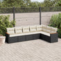7 Piece Garden Sofa Set with Cushions Black Poly Rattan