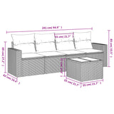 5 Piece Garden Sofa Set with Cushions Grey Poly Rattan - Side View
