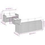 6 Piece Garden Sofa Set with Cushions Black Poly Rattan - Side View