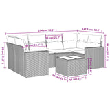 7 Piece Garden Sofa Set with Cushions Black Poly Rattan - Side View