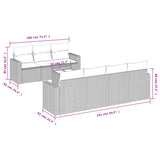8 Piece Garden Sofa Set with Cushions Grey Poly Rattan - Side View