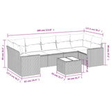 8 Piece Garden Sofa Set with Cushions Black Poly Rattan - Side View
