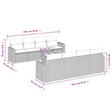 9 Piece Garden Sofa Set with Cushions Beige Poly Rattan - Side View