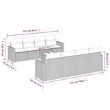 9 Piece Garden Sofa Set with Cushions Grey Poly Rattan - Side View