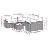 9 Piece Garden Sofa Set with Cushions Black Poly Rattan