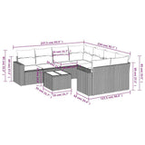 9 Piece Garden Sofa Set with Cushions Beige Poly Rattan