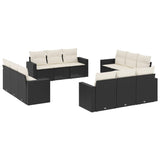 12 Piece Garden Sofa Set with Cushions Black Poly Rattan - Front View