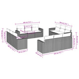 12 Piece Garden Sofa Set with Cushions Black Poly Rattan - Side View