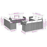 13 Piece Garden Sofa Set with Cushions Grey Poly Rattan - Side View