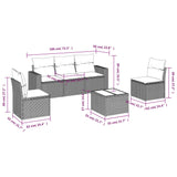 6 Piece Garden Sofa Set with Cushions Black Poly Rattan - Side View