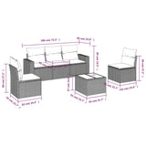 6 Piece Garden Sofa Set with Cushions Black Poly Rattan - Side View