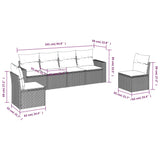 6 Piece Garden Sofa Set with Cushions Black Poly Rattan - Side View