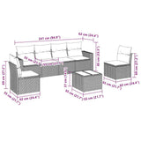 7 Piece Garden Sofa Set with Cushions Black Poly Rattan