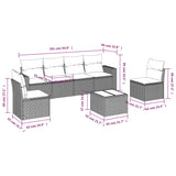 7 Piece Garden Sofa Set with Cushions Grey Poly Rattan - Side View