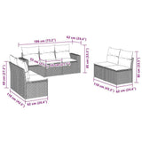 7 Piece Garden Sofa Set with Cushions Black Poly Rattan