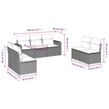 7 Piece Garden Sofa Set with Cushions Grey Poly Rattan - Side View