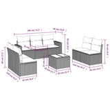 8 Piece Garden Sofa Set with Cushions Black Poly Rattan - Side View