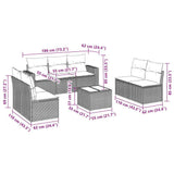 8 Piece Garden Sofa Set with Cushions Black Poly Rattan