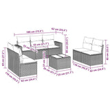 8 Piece Garden Sofa Set with Cushions Black Poly Rattan - Side View