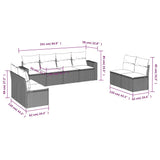 8 Piece Garden Sofa Set with Cushions Grey Poly Rattan - Side View