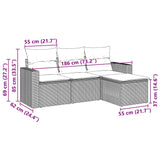4 Piece Garden Sofa Set with Cushions Black Poly Rattan - Side View