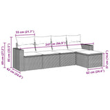 5 Piece Garden Sofa Set with Cushions Black Poly Rattan - Side View