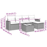 6 Piece Garden Sofa Set with Cushions Black Poly Rattan - Side View